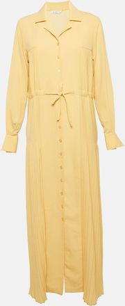 Holzweiler Hozweiler Tyranusaurus Light Yellow Crepe Pleated Button Front Maxi Dress