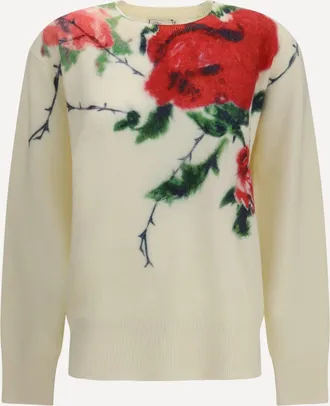Blumarine Cashmere-blend Sweater with rose print Female S