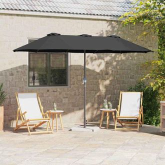 vidaXL Parasol De Jard&iacute;n Negro 370 X 197 X 239 Cm Vidaxl