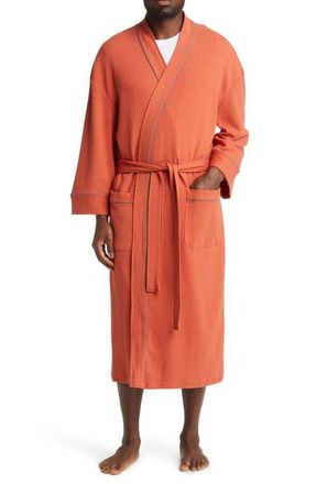 Majestic International Waffle Knit Robe in Terracotta at Nordstrom, Size X-Large