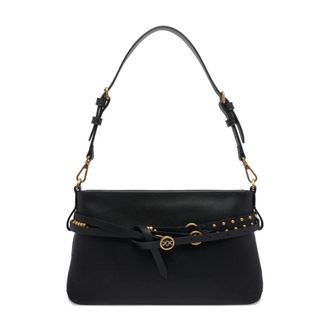 Pinko Schoudertas van leer met studs - Dames - Schoudertassen - Zwart - ONE Size - Leer - Tassen