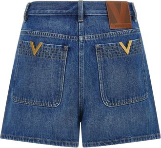 Valentino Garavani Vgold Denim Shorts - Blue