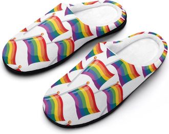 Generic LGBT Lesbian Rainbow Mens Slippers Comfortable And Non-slip Cotton Slipper Shoe for House