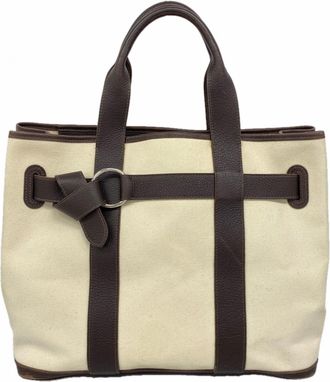 Herm&egrave;s Brown Canvas Tote Bag (Pre-Owned)
