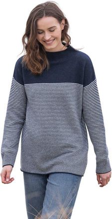 Celtic & Co. Felted Funnel Neck Sweater in Navy /Ecru Stripe at Nordstrom, Size X-Small