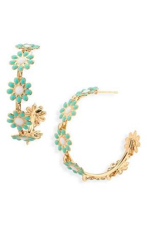 Cara Flower Hoop Earrings in Blue/Multi at Nordstrom Rack