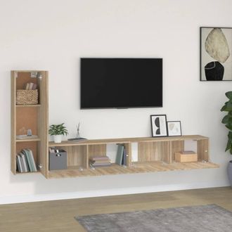 Berkfield Home Classic 3 Piece TV Cabinet Set Sonoma Oak Engineered Wood in Light Brown