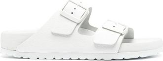 Birkenstock Witte Lederen Slides - Dames - Sandalen - Wit - 37 EU - Leer - Schoenen