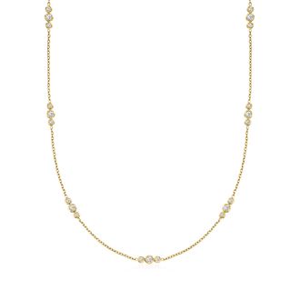 Ross-Simons Diamond Trio-Station Necklace in 14kt Yellow Gold
