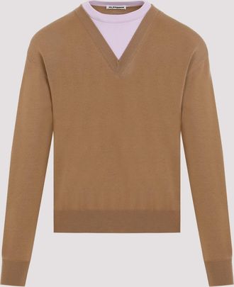 Jil Sander Mens Virgin Wool Pullover - Tan - Size EU 48 (Mens)