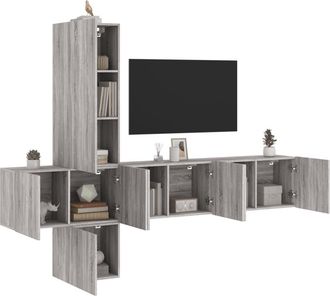 vidaXL Muebles De Tv De Pared 5 Pzas Madera De Ingenier&iacute;a Gris Sonoma Vidaxl