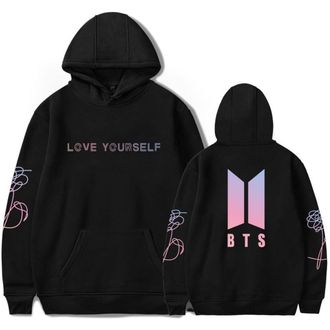 Generic BTS Hoodies Lover Yourself Winter Warm Jumper for Men and Women Fashion Kpop Sweatshirt Black