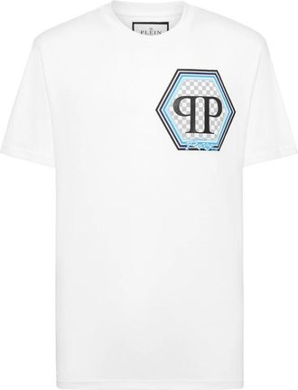 Philipp Plein Jersey T-shirt Ronde Hals Hexagon - Heren - T-shirts - Wit - S - Katoen - Tops