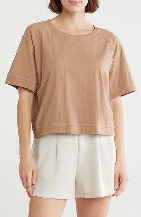 Zella Vintage Wash Boxy Tee in Tan Portabella at Nordstrom Rack, Size X-Large