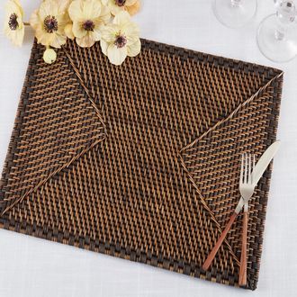 Saro Lifestyle Woven Rattan Placemat - Set Of 4 In Brown