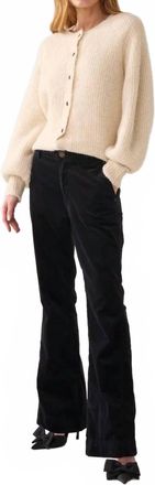 Summum Flared Velvet Finish Trousers In Black