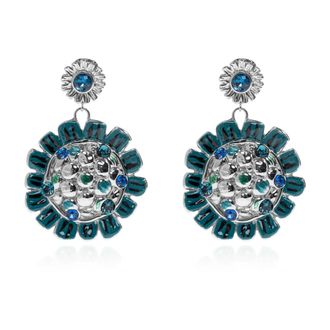 Marni Orecchini in ottone con motivo floreale - - Accessories - Donna - Blu - ONE SIZE