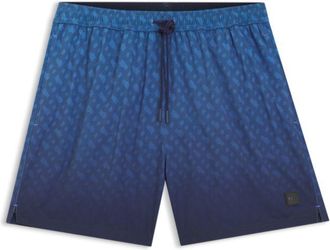 BOSS Logo-badge swim shorts with degrad&eacute; monogram print