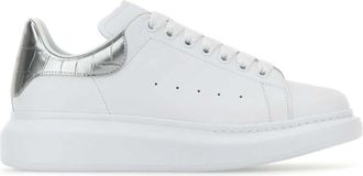 Alexander McQueen Witte Leren Sneakers met Zilveren Hiel - Dames - Sneakers - Wit - 40 EU - Schoenen