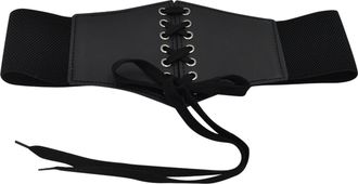 Generic Gear Men Women Corset Belt Wide Leather Waist Belt For Daily Punk Halloween Dresses Chest Elastic Waistband Flat Buckle Belt Women (Black, One Size)