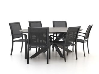 Bellagio la vita attrattiva Bellagio Anzio/Fidenza ovaal 220cm dining tuinset 7-delig stapelbaar