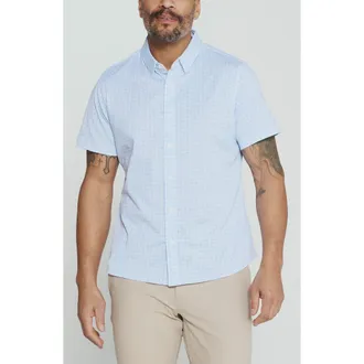 7 Diamonds Landen Short Sleeve Button-Up Shirt in Light Blue at Nordstrom, Size Xx-Large
