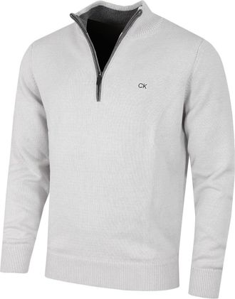 Calvin Klein Mens 2025 1/2 Zip CK Golf Sweater - Light Silver - XXXXXL
