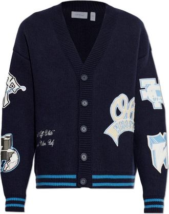Off-white Wol Cardigan - Heren - Vesten - Blauw - 2XL - Wol - Truien & Vesten