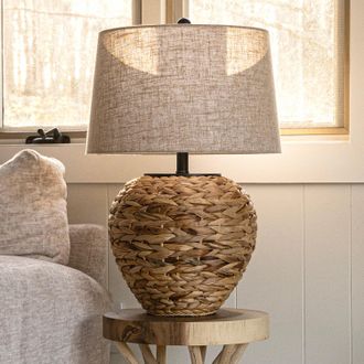 Jonathan Y Designs Alaro 24.5 Banana Leaf Basket LED Table Lamp