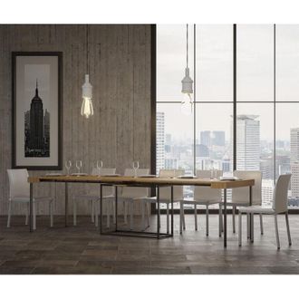 Itamoby Consolle Allungabile in Legno e Ferro H77x40x90/300cm Itamoby Nordica Bianco Frassino Classica