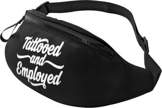 Generic Tattooed And Employed Bum Bags Waist Pack With Headphone Jack Bumbags For Men Running Hiking 14X35Cm