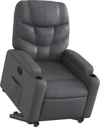 vidaXL Sill&oacute;n Reclinable Elevable Cuero Artificial Gris Vidaxl