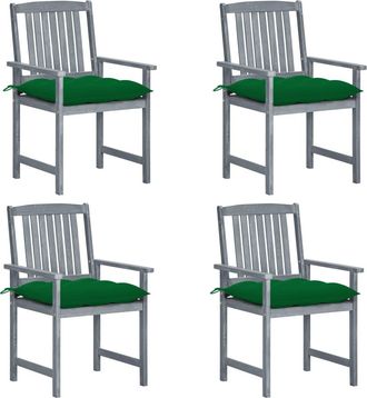 vidaXL Sillas De Jard&iacute;n Con Almohadillas 4 Pc Acacia Gris Masivo