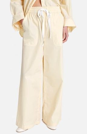TWP Main St Tie Waist Wide Leg Pants in Ivory /Yellow at Nordstrom Rack, Size Medium