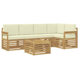 vidaXL Conjunto De Sof&aacute;s De Exterior 6 Pcs Blanco Y Crema Vidaxl