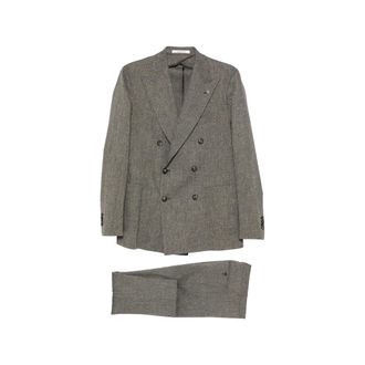 Tagliatore Double Breasted Suits, male, Gray, Size: L 2Smc20K01 Double-Breasted Suit