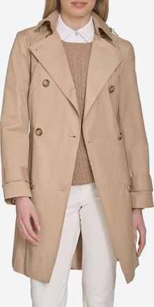 Cole Haan Womens Hooded Trench Coat - Beige Size Large