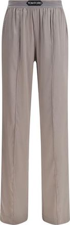 Tom Ford Womens Elastic Waist Silk Trousers - Grey - Size Medium