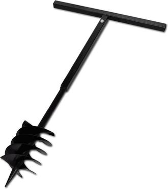 vidaXL Taladro De Tierra Con Mango Triple Espiral Acero Negro 180 Mm Vidaxl