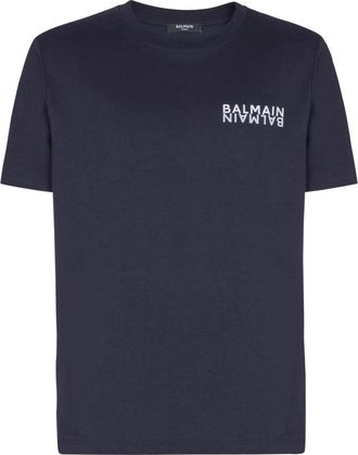 Balmain T-shirt met print - Heren - T-shirts - Blauw - XS - Katoen - Tops