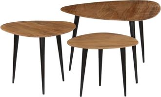 vidaXL Set Tavolini Da Salotto 3 Pz In Legno Massello DAcacia - Vidaxl