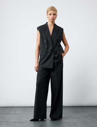 Koton VESTEN Zwarte Lange Blazer Gilet Met Knoopsluiting