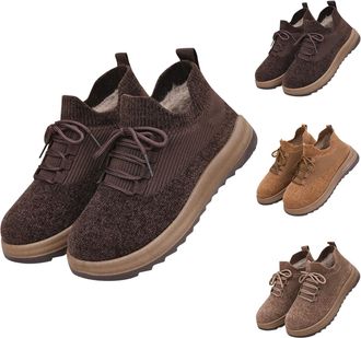 Generic Womens Winter Lace up Shoes, Ladies Casual Vintage Fur Lined Boots, Comfortable Breathable Non-Slip Boots, Thick Warm Lightweight Soft Sole Walking Sh