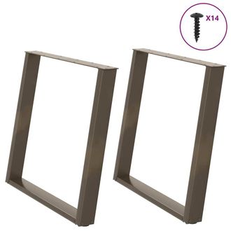 Berkfield Home vidXL Dining Table Legs U-Shaped 2 pcs Natural Steel 90x(72-73) cm Steel in Brown