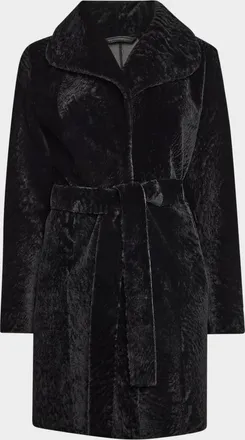 Gorski Textured Lamb Shearling Reversible Stroller Coat With Belt