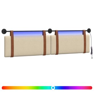 vidaXL Cabecero Colgante Con Luz Led Crema Pu Antiguo Vidaxl