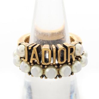 Dior Gold White Gold Plating Band Ring (Pre-Owned)