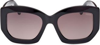 Emilio Pucci 54mm Geometric Sunglasses in Black/Gold /Gradient Smoke at Nordstrom