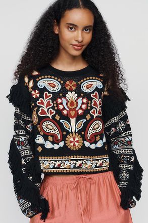 Farm Rio Love Paisley Wool Blend Top