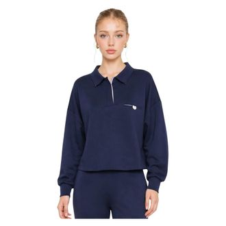 Kocca Lounge Set met Poloshirt met Lange Mouwen en Broek - Dames - Vesten met rits - Blauw - XS - Tweed - Hoodies & sweatvesten